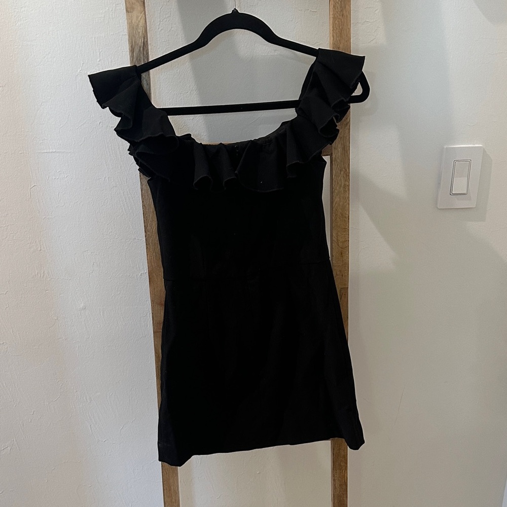 French Connection Black Ruffle Mini Dress - Picture 3 of 3